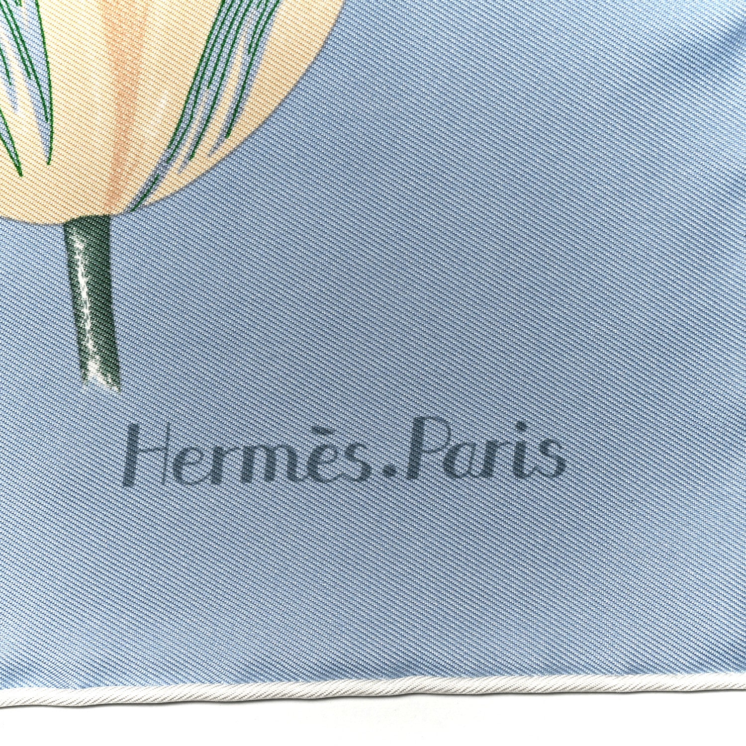 Hermes Silk Tulipomanie Detail Scarf 45 Bleu Glacier Ardoise White 4 of 5