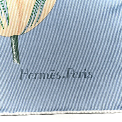 Hermes Silk Tulipomanie Detail Scarf 45 Bleu Glacier Ardoise White 4 of 5