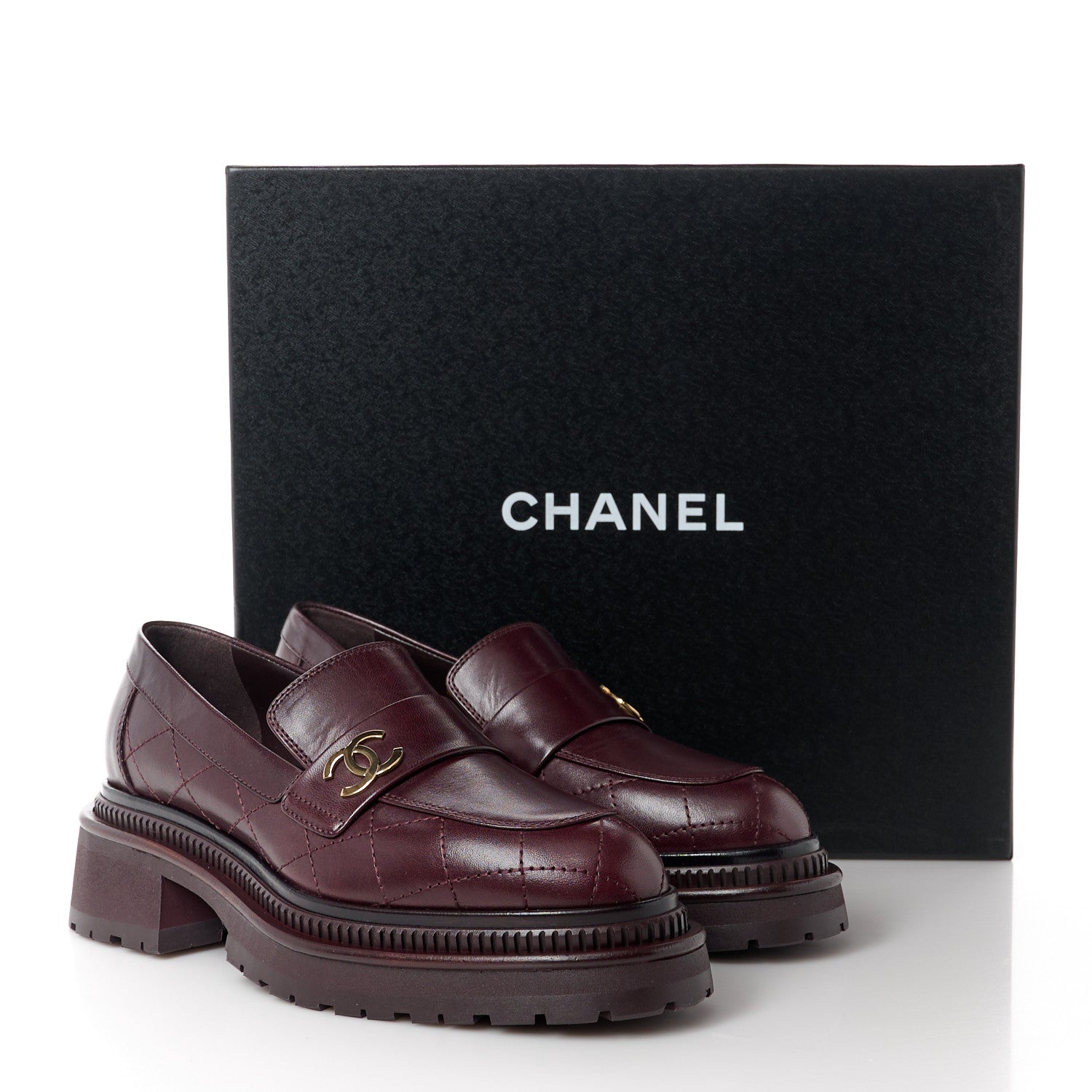 Chanel Calfskin Quilted CC Mocassin Loafers 36.5 Dark Purple 11 of 11