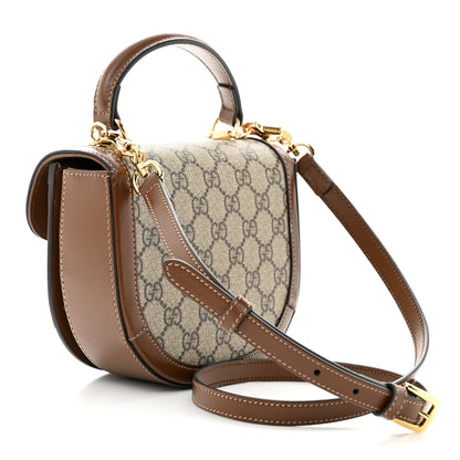 Gucci GG Supreme Monogram Mini Top Handle Horsebit 1955 Crossbody Bag Beige Brown Sugar 3 of 11