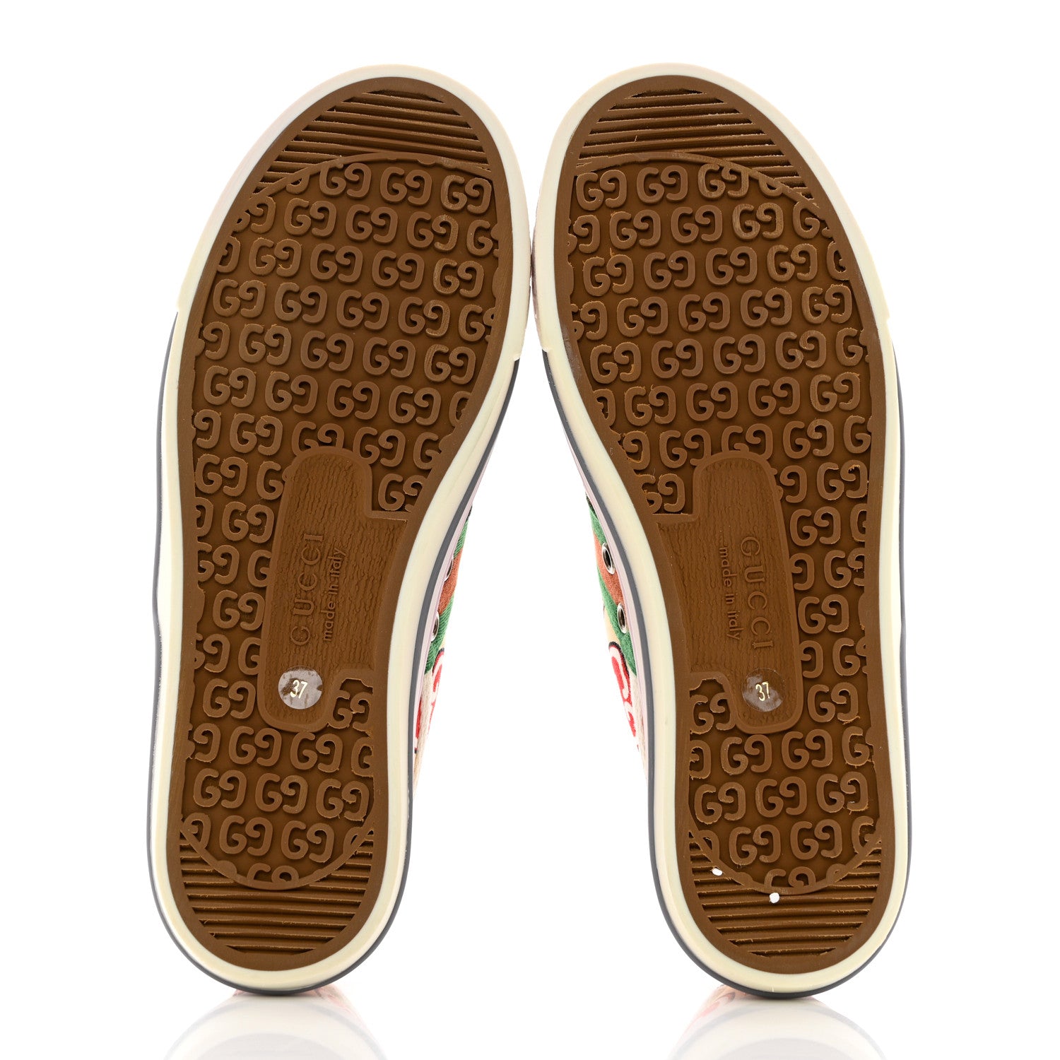 Gucci Canvas Web GG Apple Womens 1977 Tennis Sneakers 37 Ivory Red Mystic White New Shamarock 5 of 8