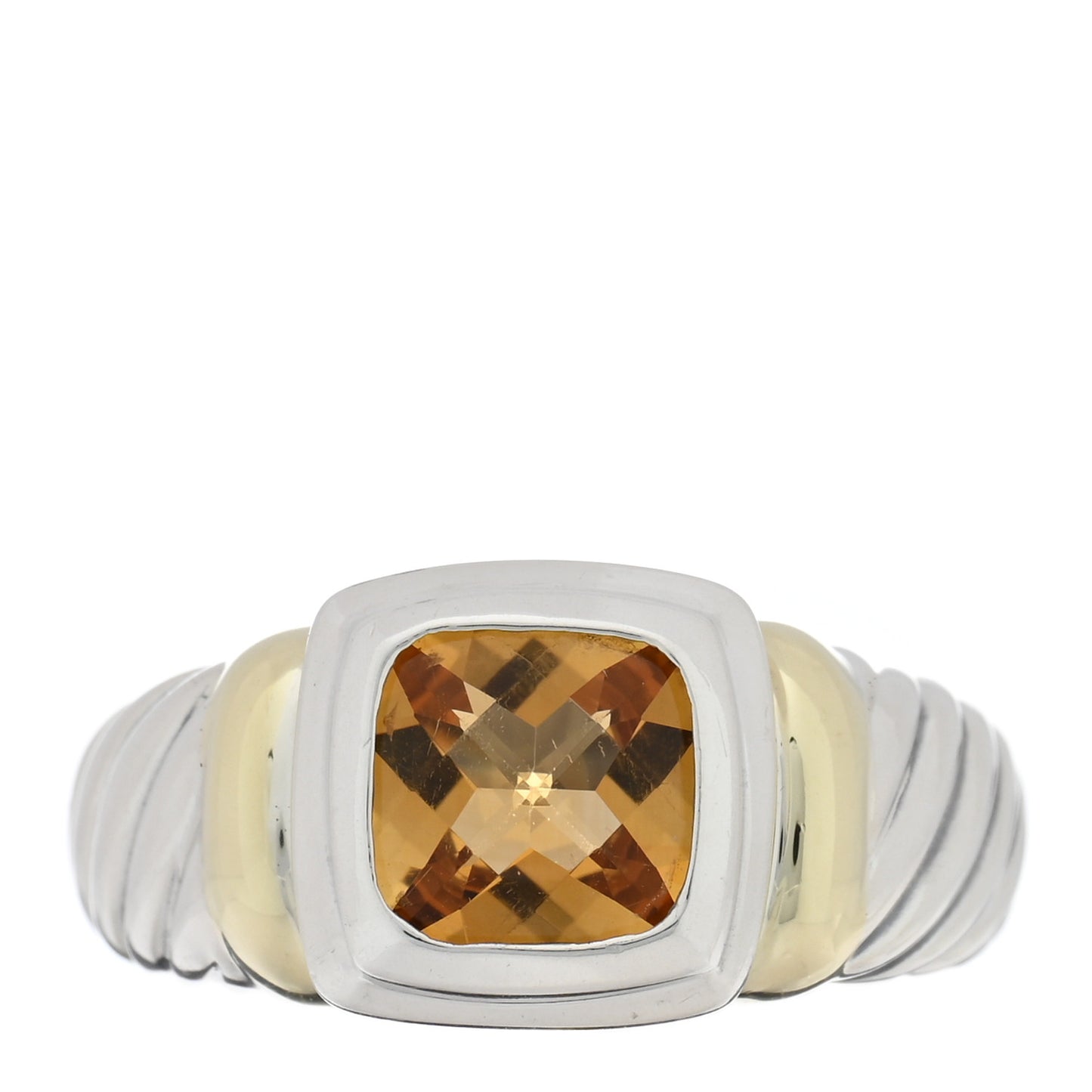 Sterling Silver 14K Yellow Gold Citrine 7mm Noblesse Ring 60 9