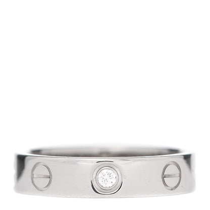 Cartier 18K White Gold Diamond 4mm LOVE Wedding Band Ring 49 4.75 1 of 4