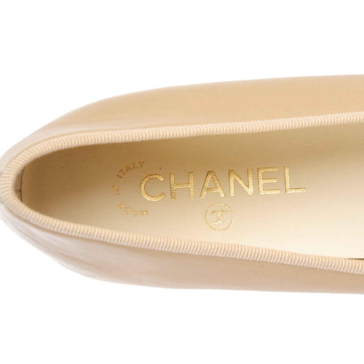 Lambskin Cap Toe CC Ballerina Flats 40 Light Beige