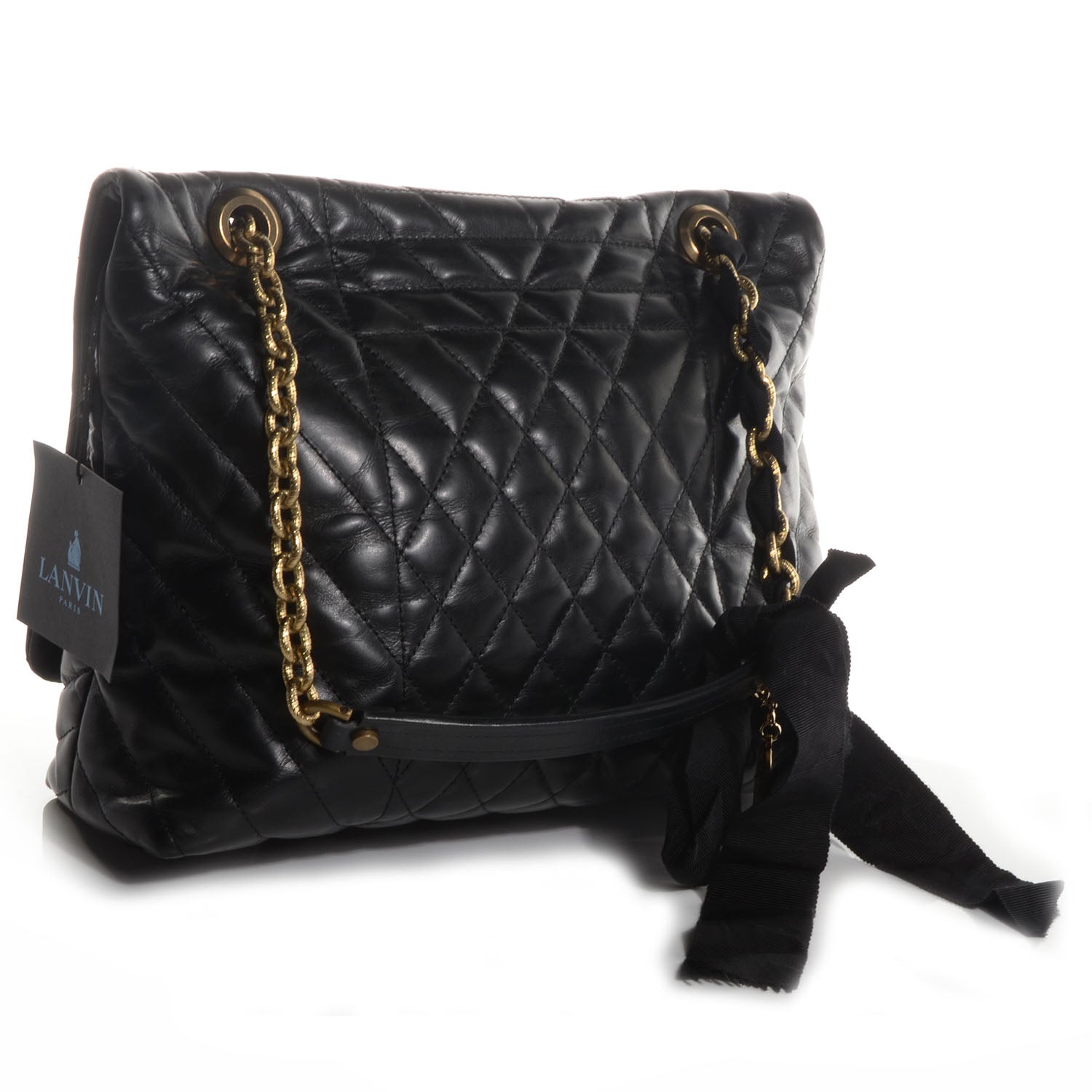 Lanvin Quilted Calfskin Happy Medium Shoulder Bag Black 3 of 8