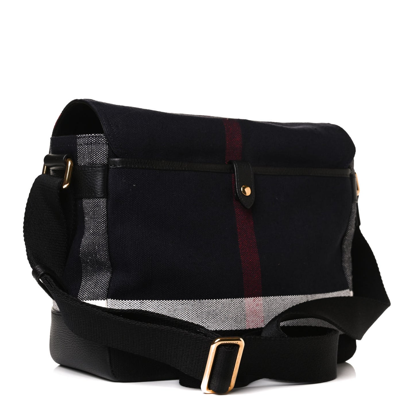 Canvas Mega Check Small Baildon Messenger Bag Navy