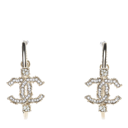 Chanel Crystal CC Camellia Express CC Drop Hoop Earrings Gold 1 of 6