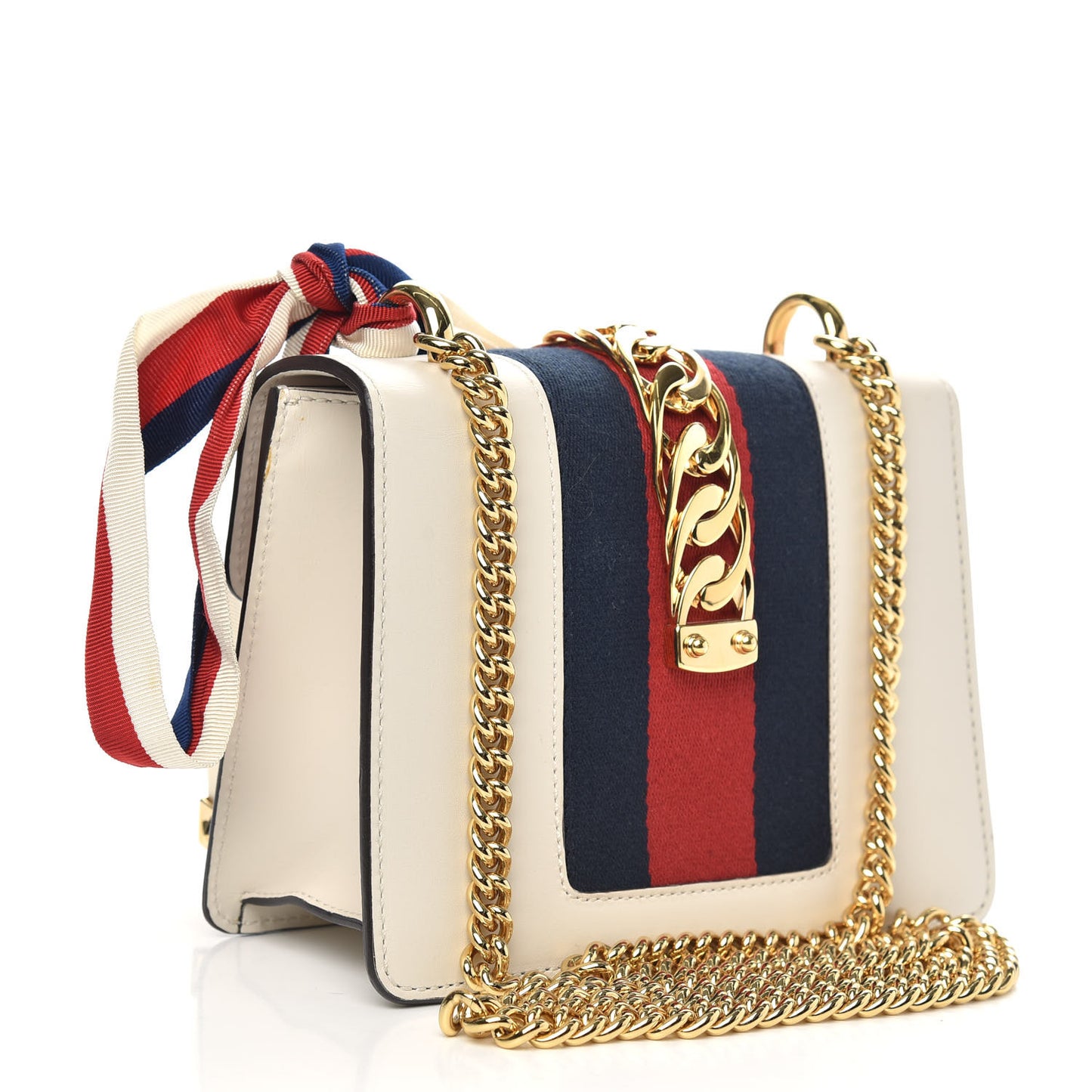 Calfskin Mini Sylvie Chain Shoulder Bag White