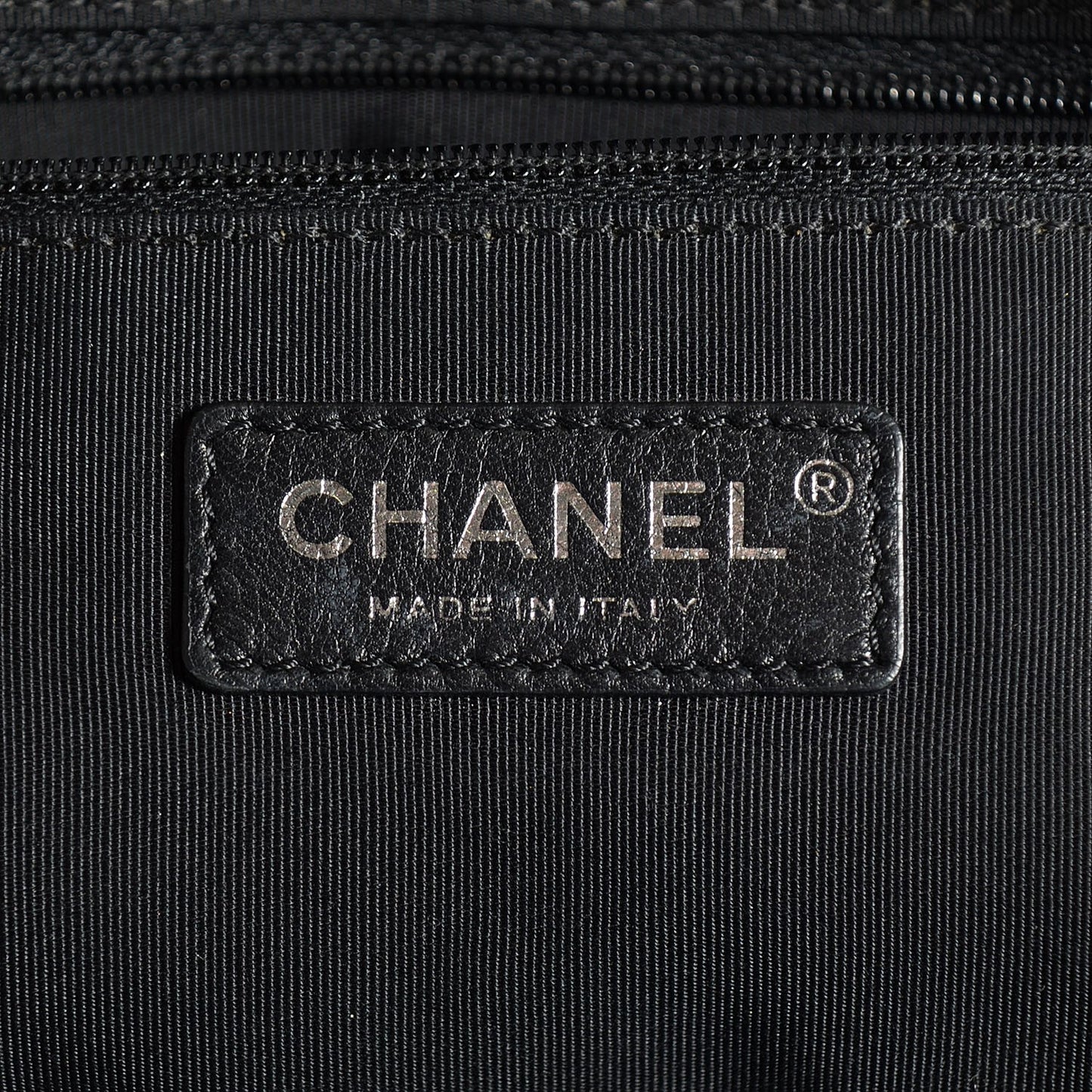 Calfskin Quilted Double Stitch Large Boy Tote Black