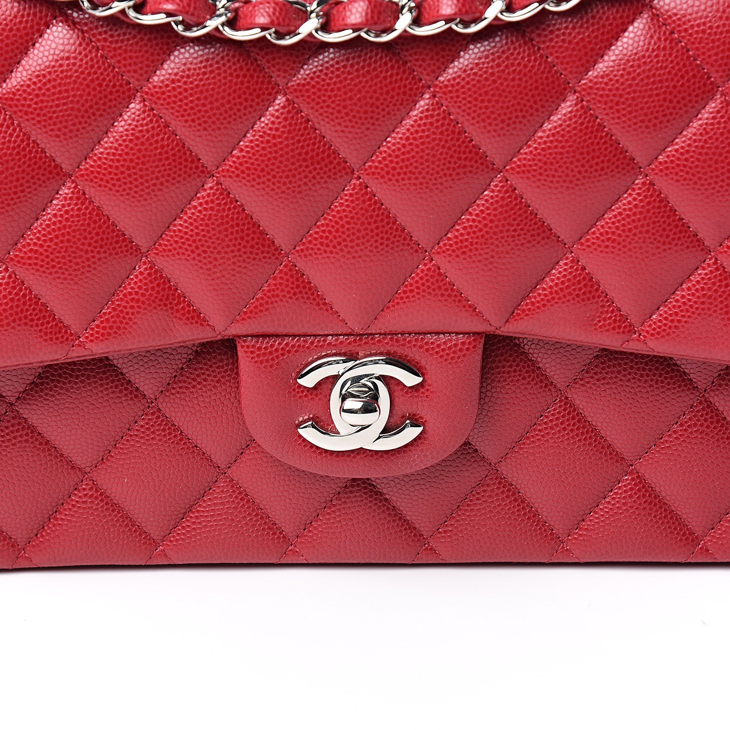 Chanel Caviar Quilted Medium Double Flap Dark Pink 9 of 10