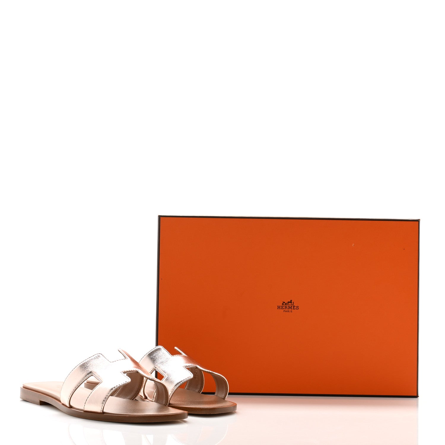 Hermes Metallic Calfskin Oran Sandals 37 Rose Dore 9 of 9