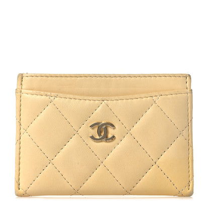 Chanel Lambskin Quilted Card Holder Light Yellow 1 of 10