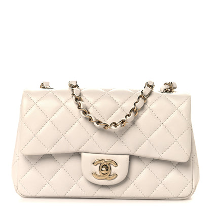 Chanel Lambskin Quilted Mini Rectangular Flap White 1 of 12