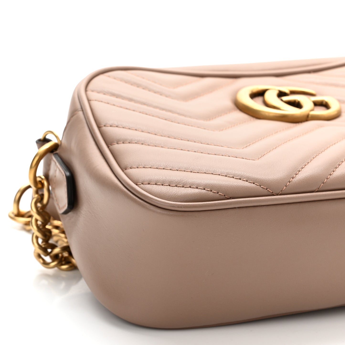 Calfskin Matelasse Small GG Marmont Chain Shoulder Bag Porcelain Rose