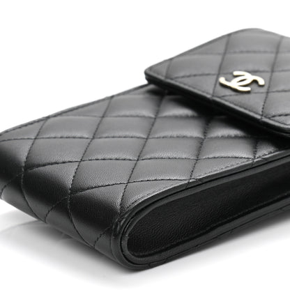 Chanel Lambskin Quilted Pearl Phone Holder With Chain Black 10 of 10