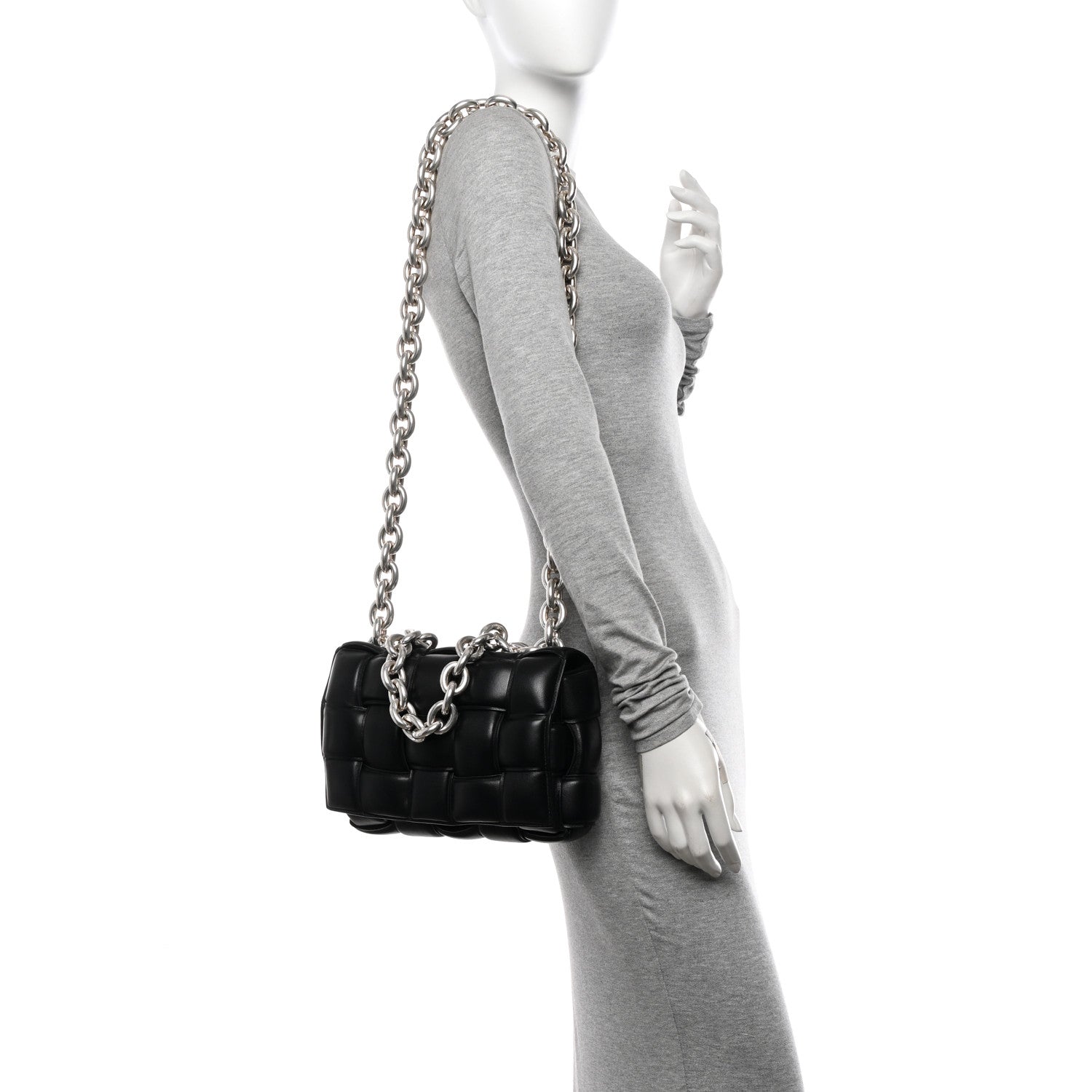 Bottega Veneta Lambskin Maxi Intreccio Padded Chain Cassette Crossbody Bag Black 2 of 11