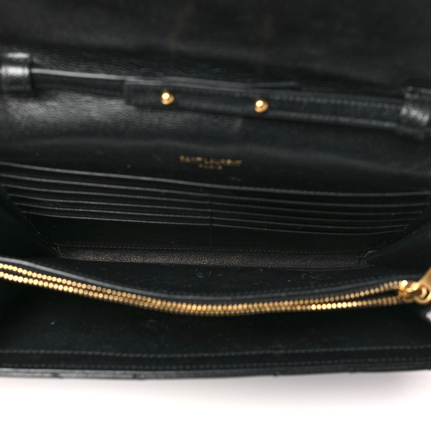 Grain De Poudre Matelasse Chevron Monogram Chain Wallet Black