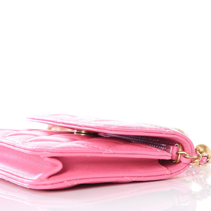 Chanel Lambskin Quilted Pearl Crush Clutch With Chain Pink 9 of 11