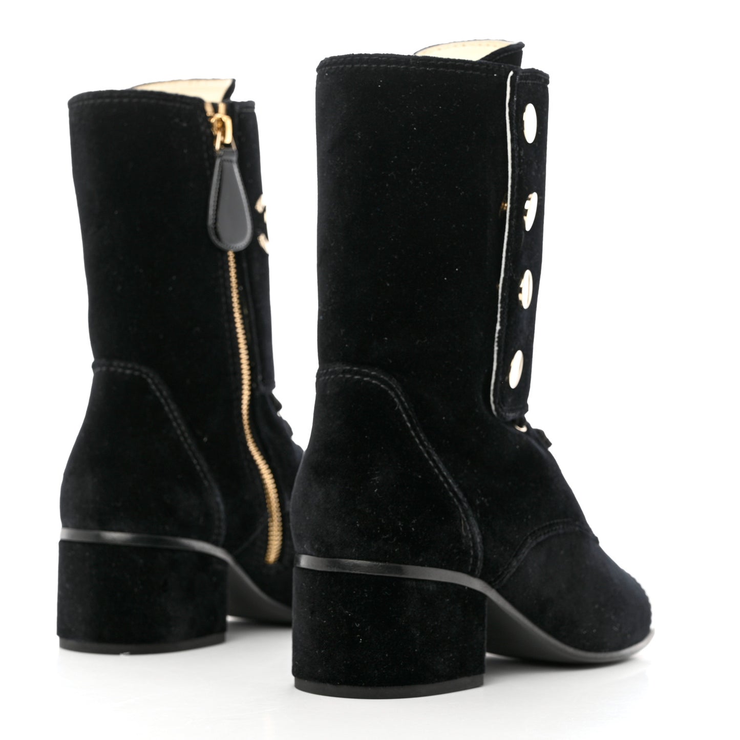 Velvet Patent Cap Toe CC Lace Up Boots 38 Black