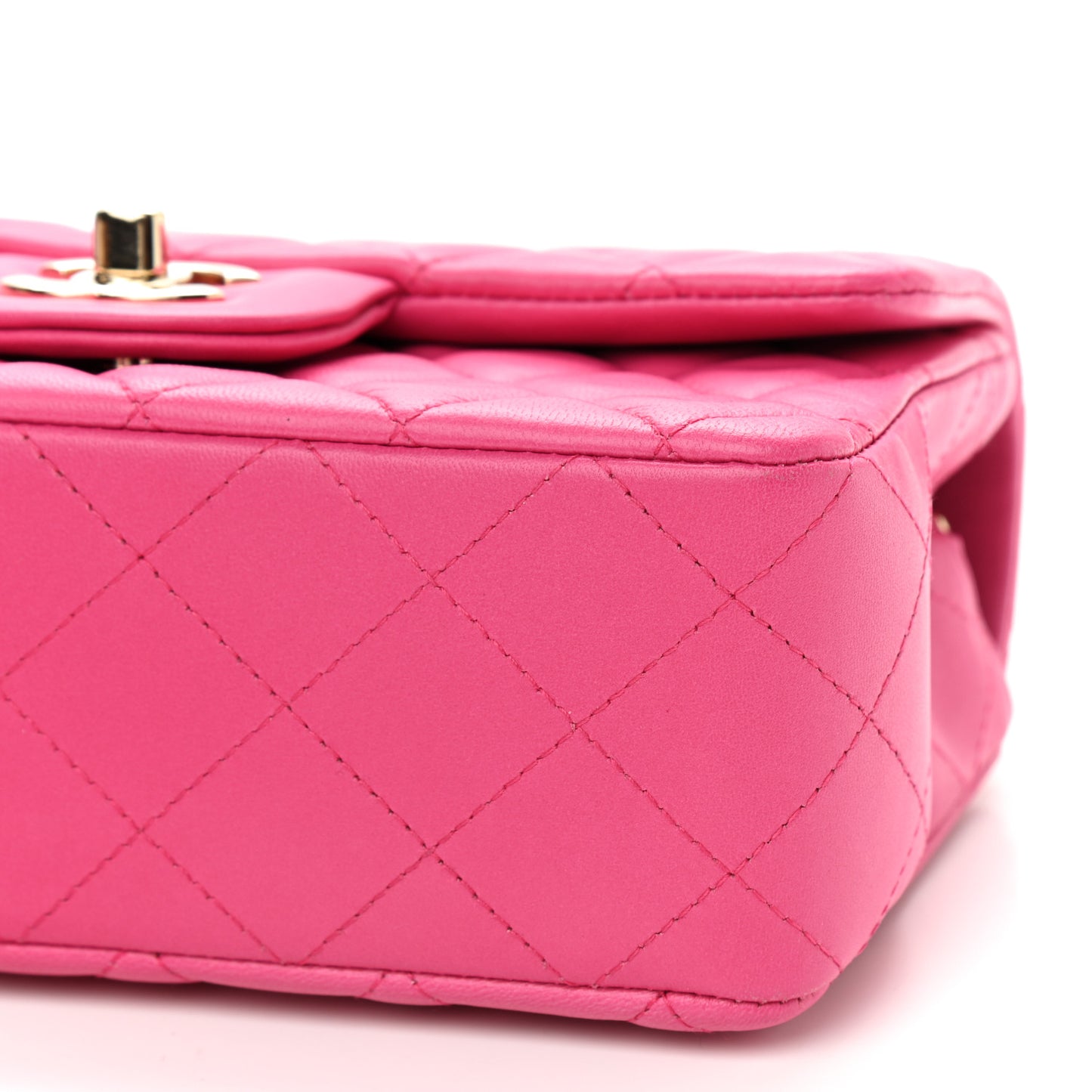 Lambskin Quilted Mini Rectangular Flap Fuchsia