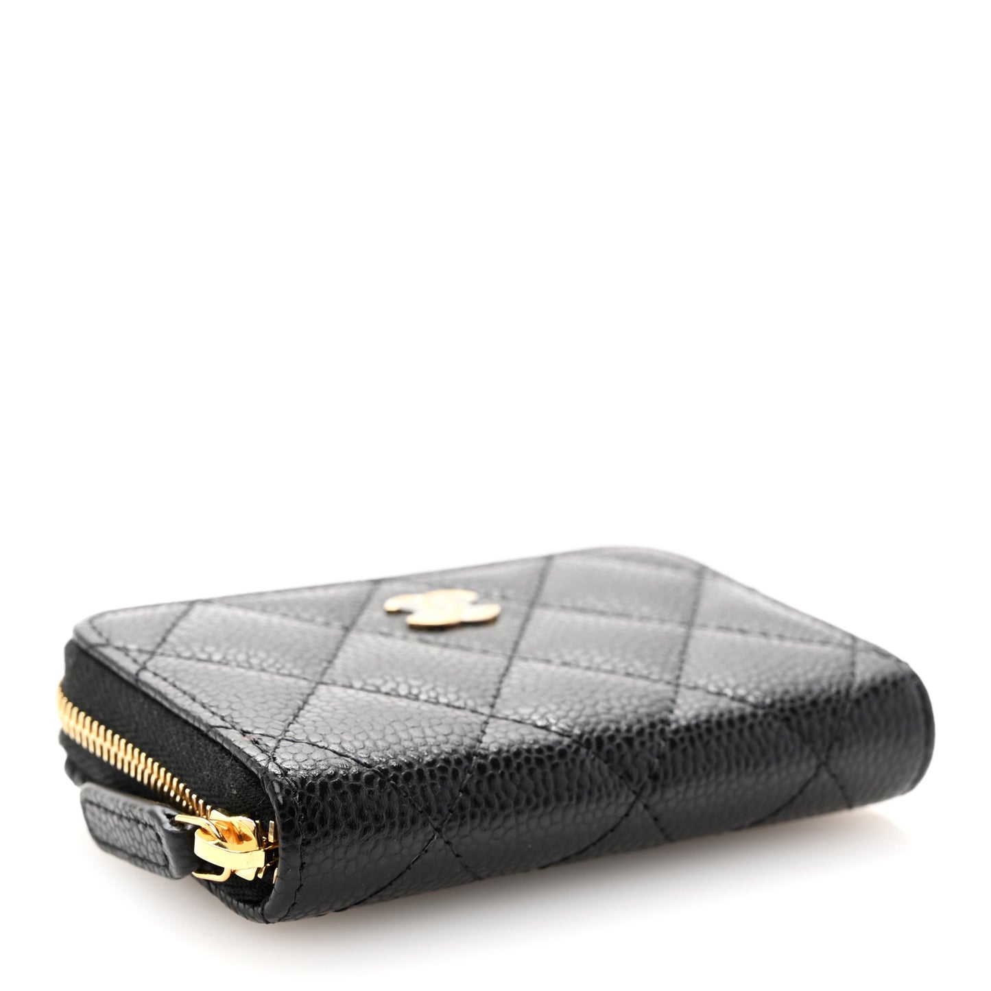 Caviar Quilted Zip Coin Purse Black