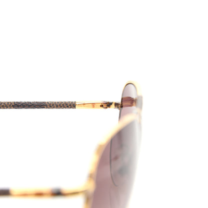 Louis Vuitton Damier Ebene Conspiration Pilote Aviator Sunglasses Z0202U Gold 6 of 7