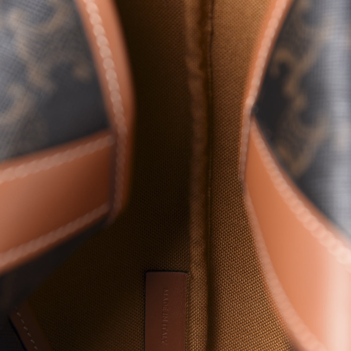 Triomphe Canvas Calfskin Small Bucket Bag Tan