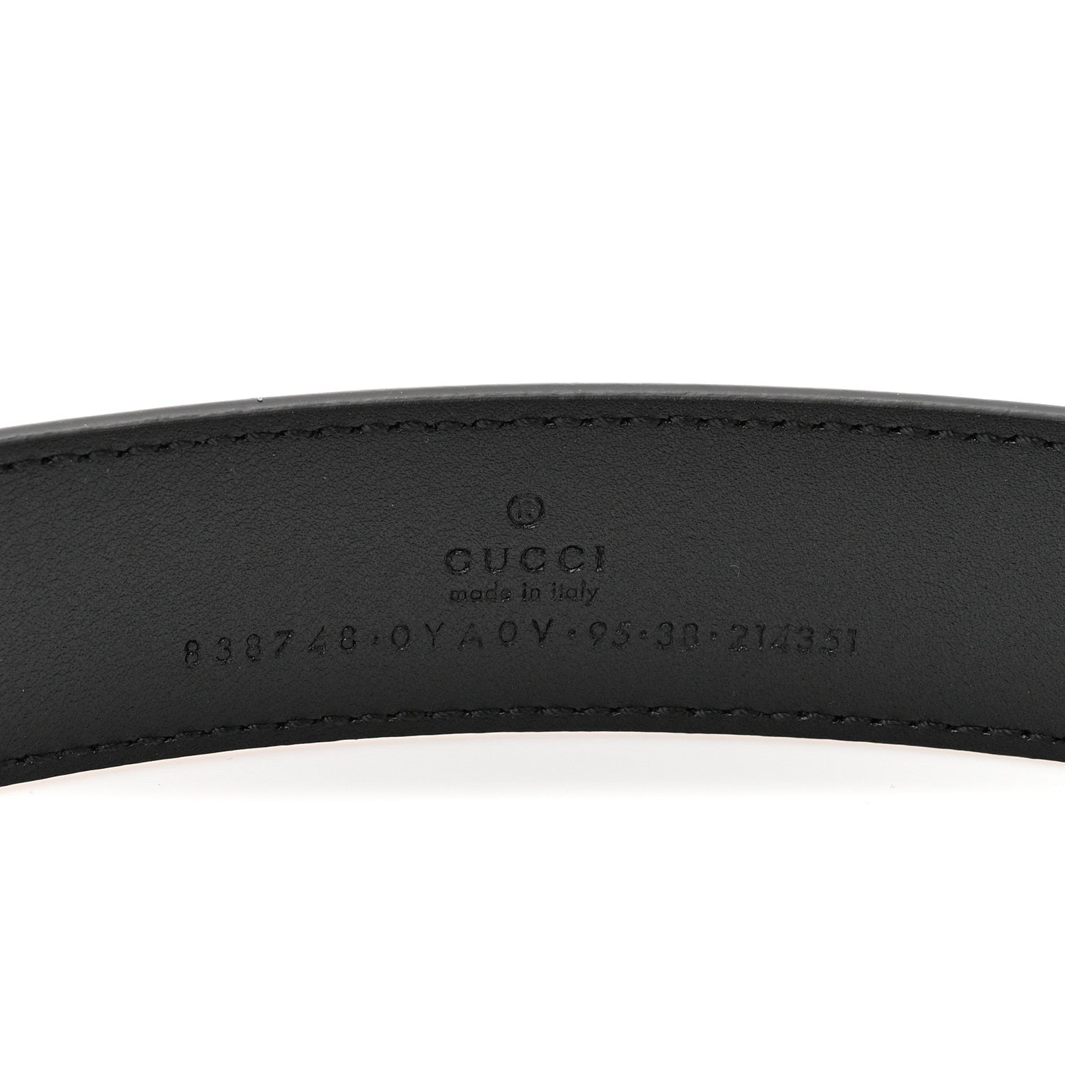 Gucci Plutone Calfskin Plaque Interlocking G 30mm Belt 95 38 Black 4 of 4