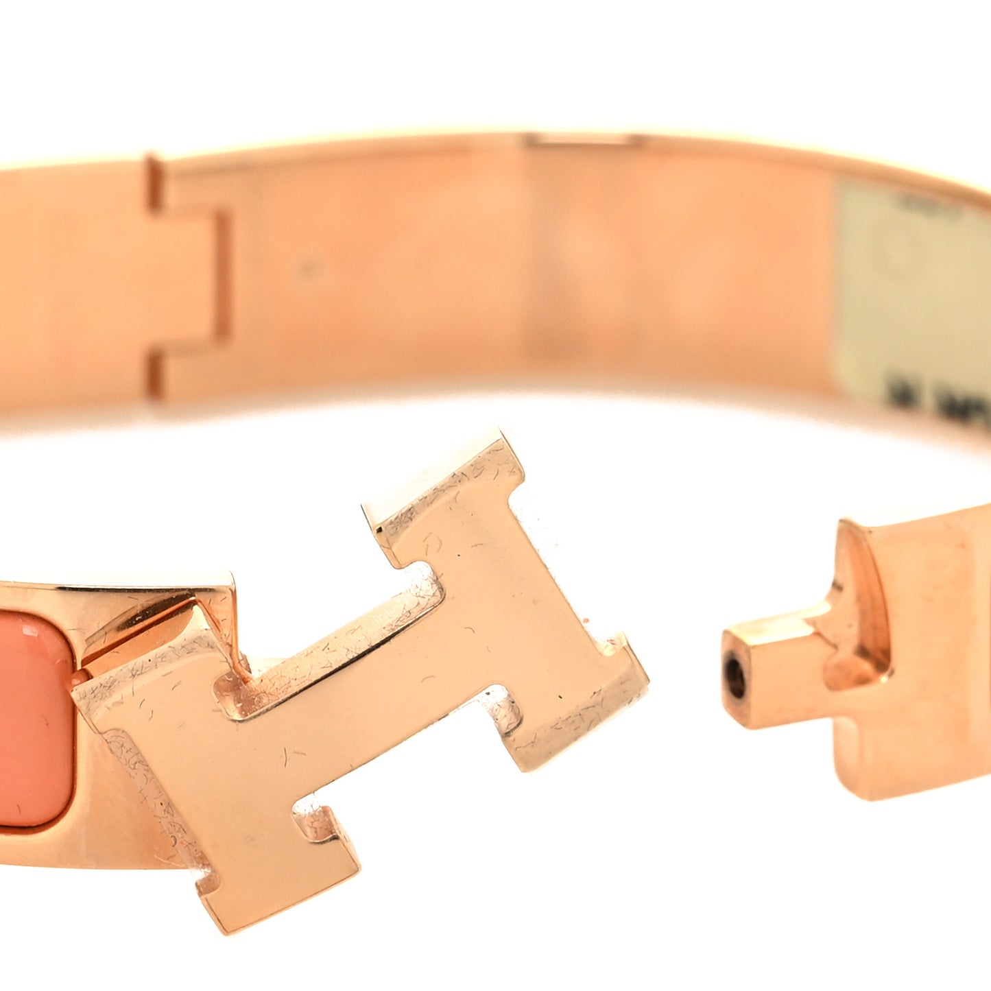 Enamel Narrow Clic Clac H Bracelet GM Rose Saumon