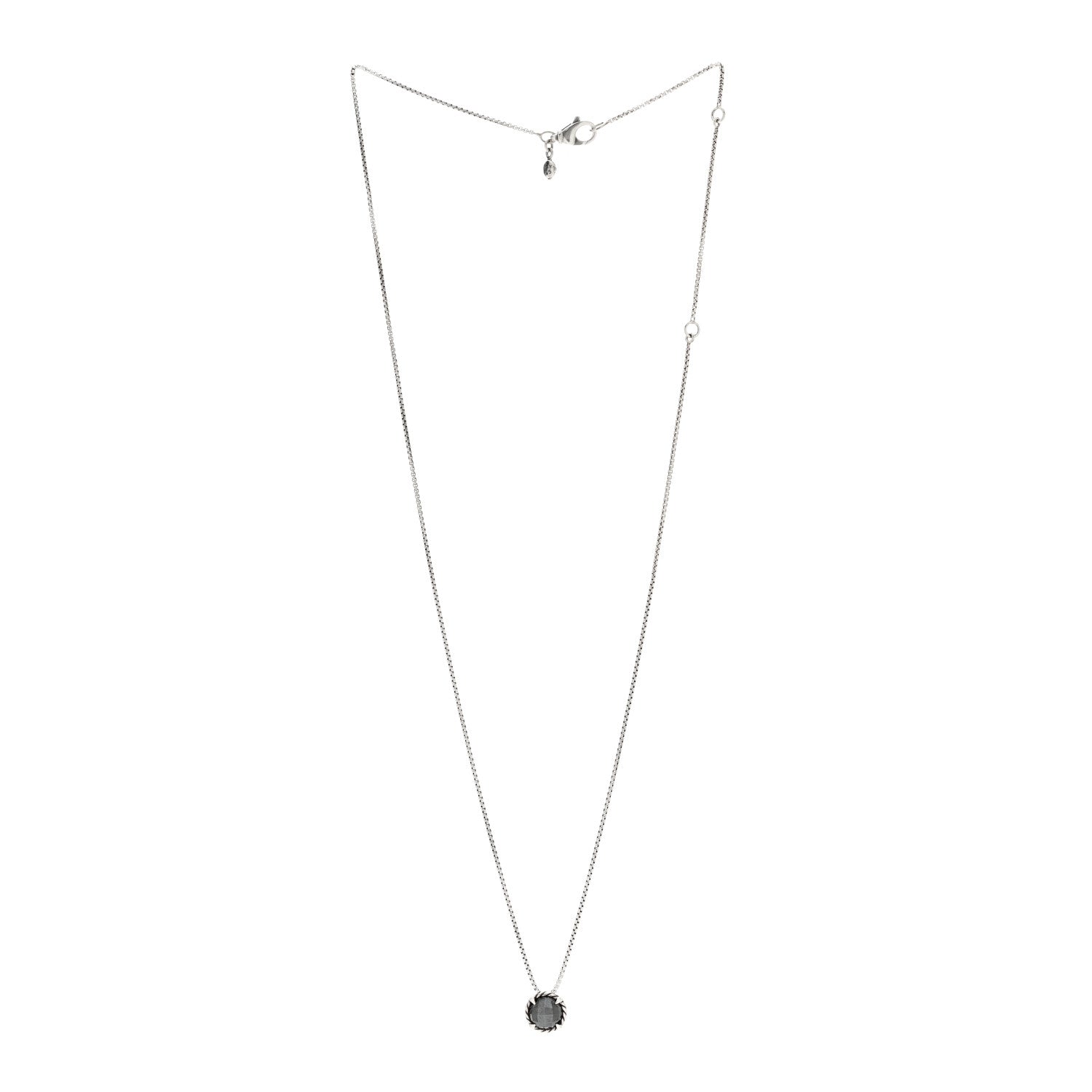 David Yurman Sterling Silver Hematite 8mm Petite Chatelaine Pendant Necklace 2 of 4