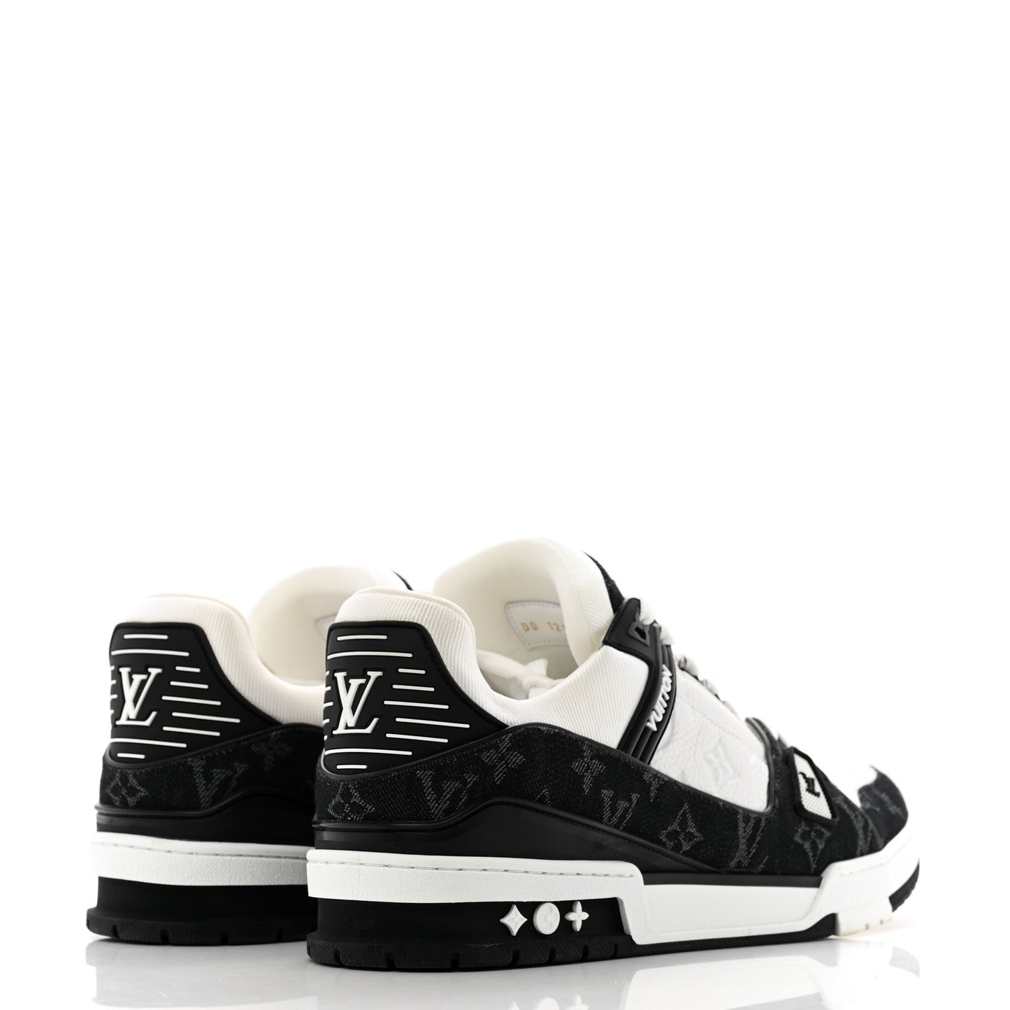 Calfskin Monogram Denim Mens LV Trainer Sneakers 11.5 Black