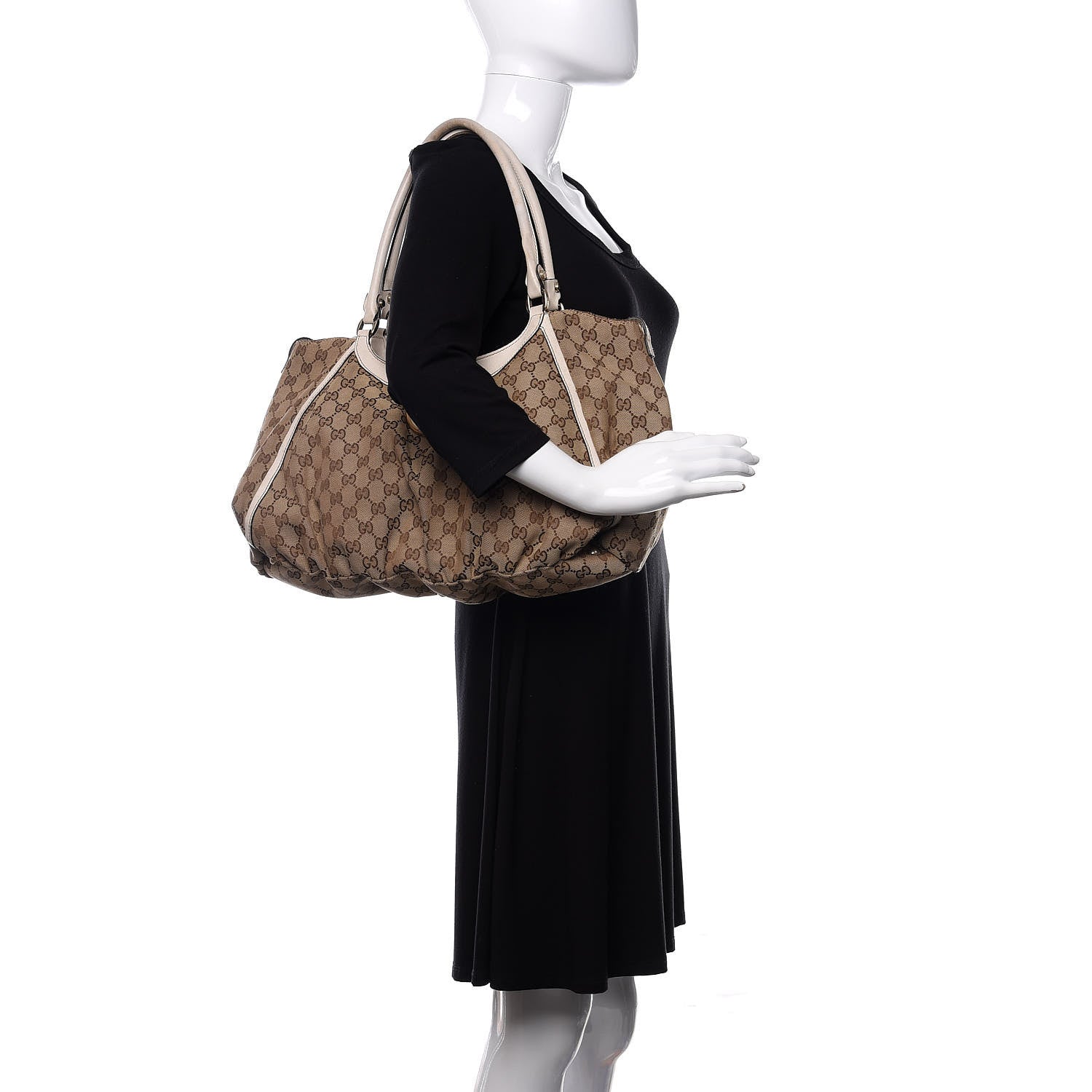 Gucci Monogram Large D Gold Ring Hobo Off White 2 of 12