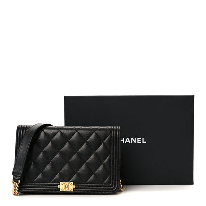 Chanel Caviar Quilted Boy Wallet On Chain WOC Black 12 of 12