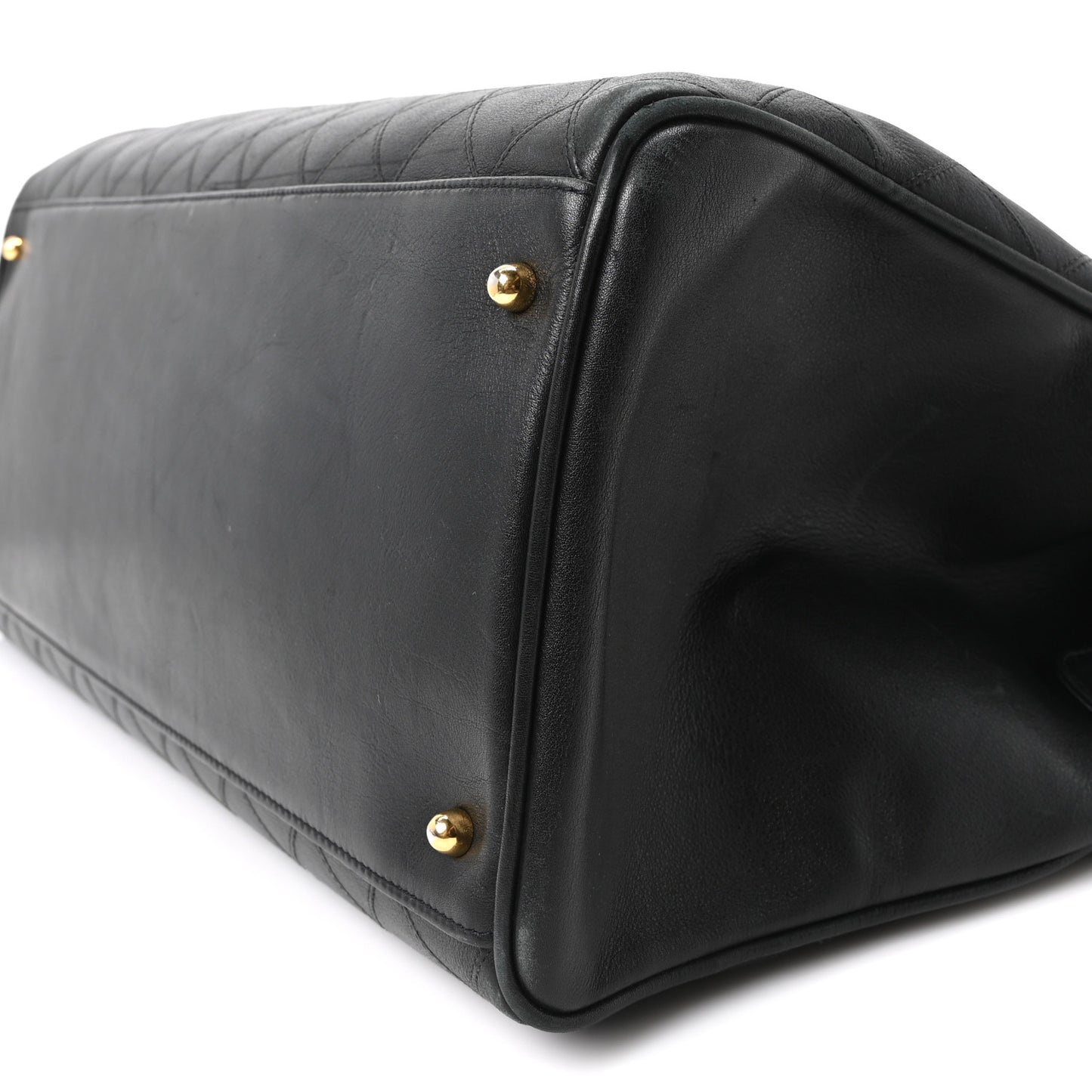 Calfskin Stitched XL Weekender Black