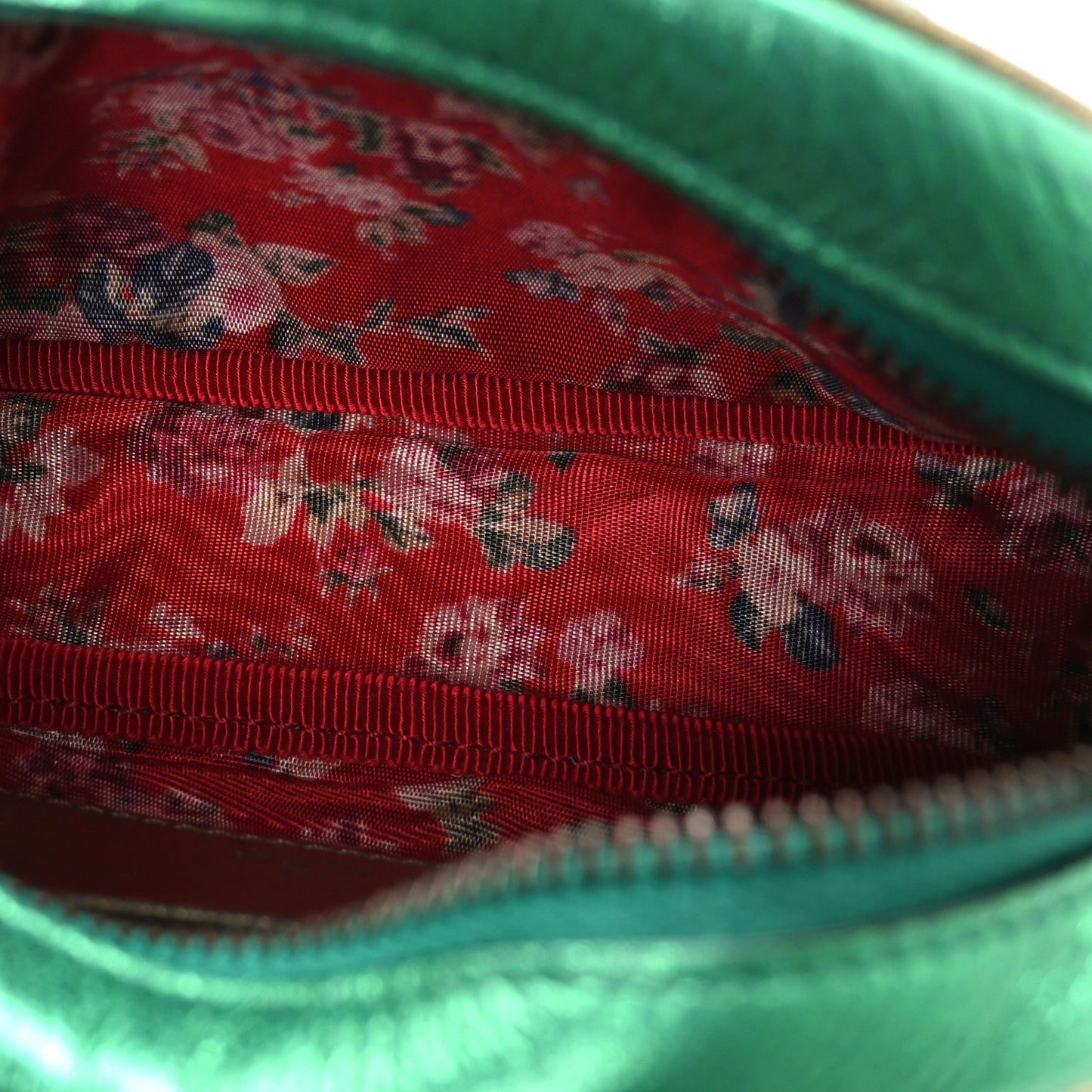 Laminated Nappa Trapuntata Mini Zumi Dome Shoulder Bag Rosso Jasmine Green Rame