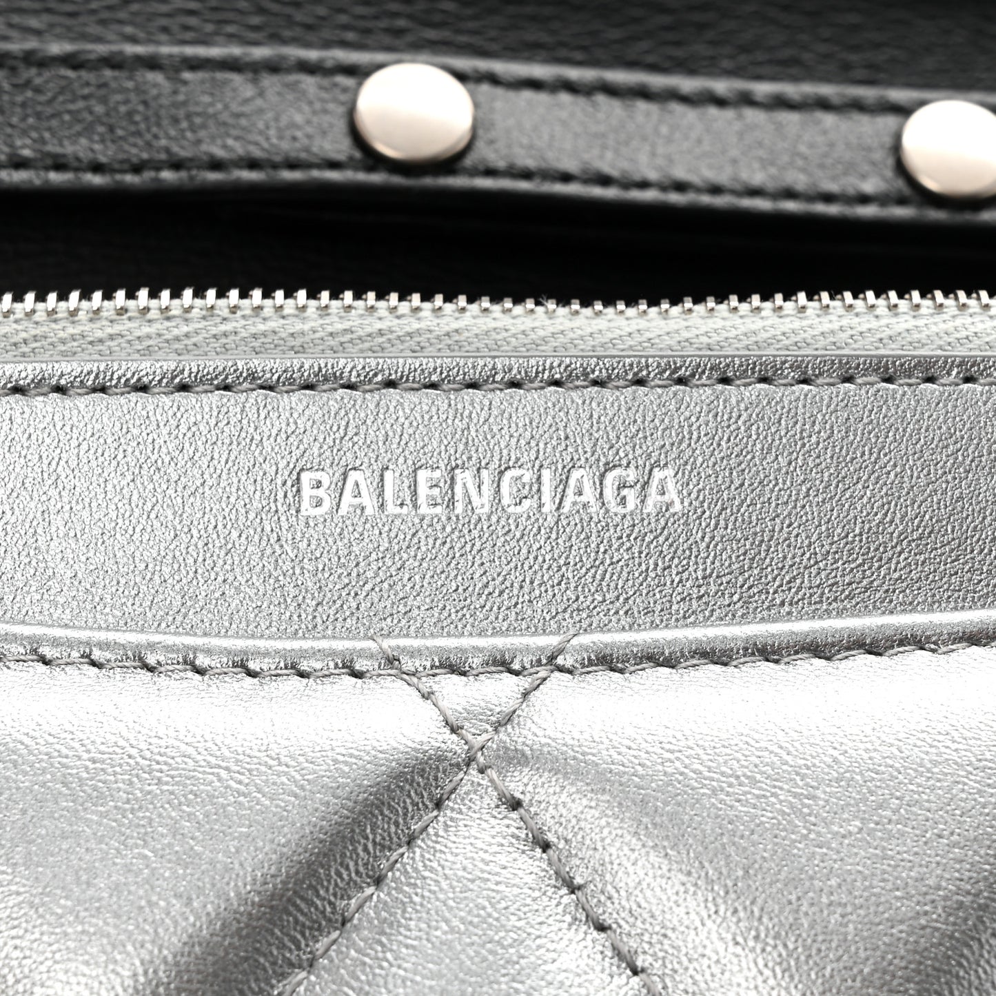 Metallic Calfskin Quilted Touch B Wallet On Chain Silver