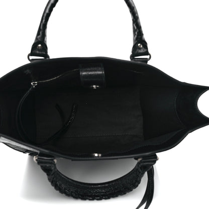 Balenciaga Agneau Arena Neo Classic Silver Hardware Medium Upside Down Tote Black 5 of 8