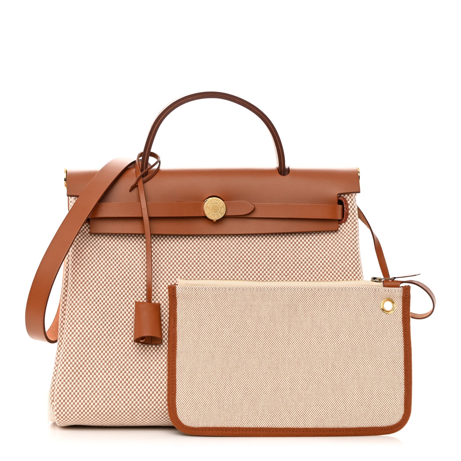 Hermes Vache Hunter Criss Viking Herbag Zip Retourne 31 PM Ecru Beige Naturel 1 of 14