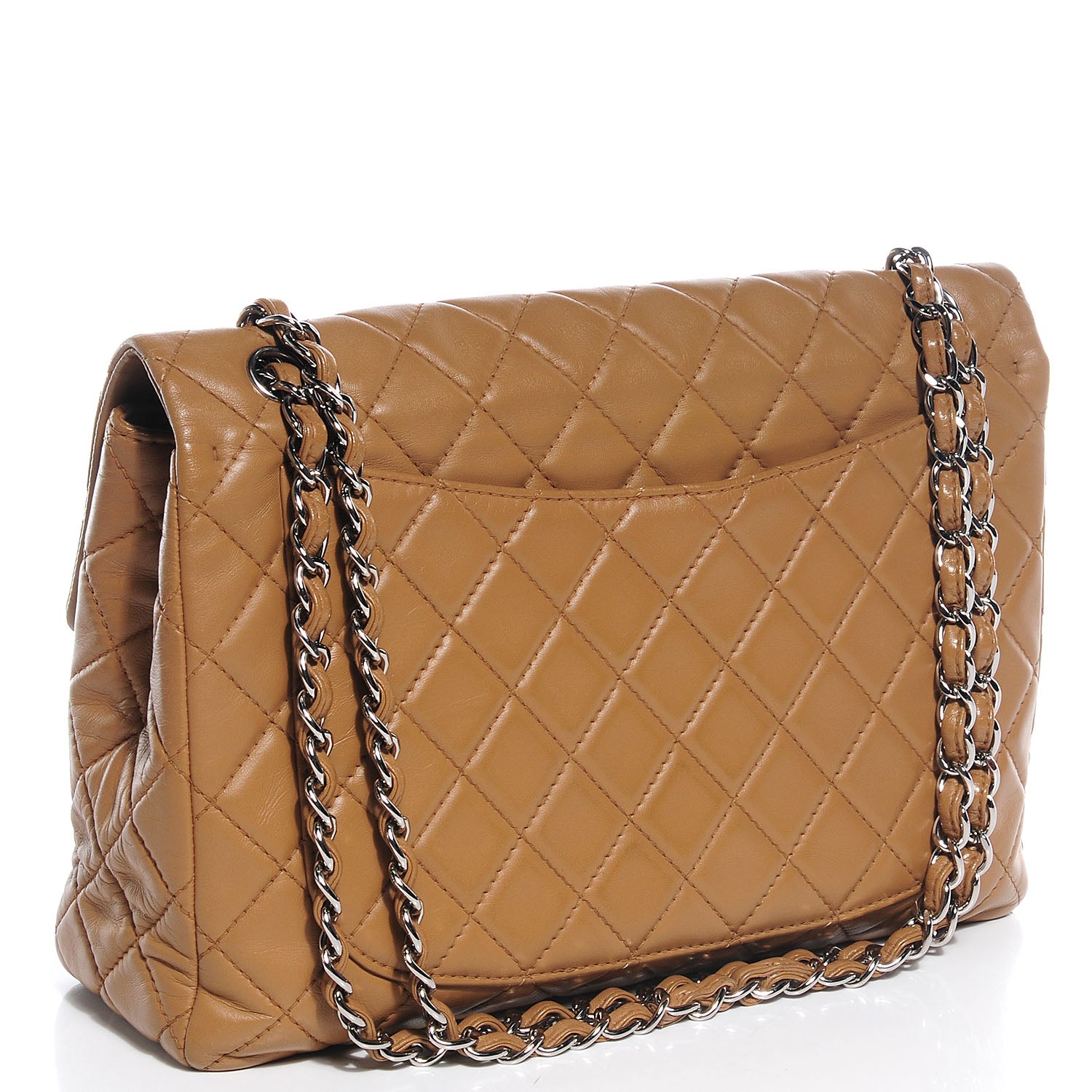 Chanel Lambskin Quilted Maxi Single Flap Dark Beige 3 of 8