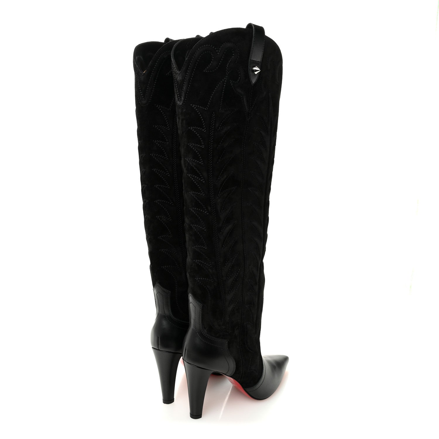 Christian Louboutin Calfskin Veau Velours Santia Botta 85 Tall Boots 39 Black 4 of 11