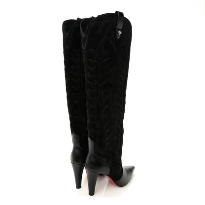 Christian Louboutin Calfskin Veau Velours Santia Botta 85 Tall Boots 39 Black 4 of 11