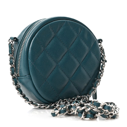 Chanel Caviar Quilted Round Clutch With Chain Green 3 of 10