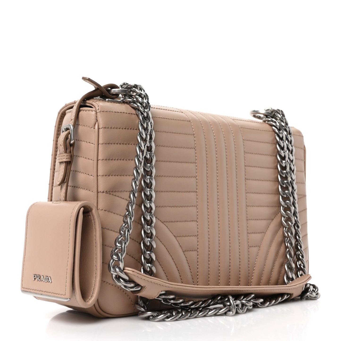Soft Calfskin Impunture Diagramme Large Chain Flap Shoulder Bag Cipria