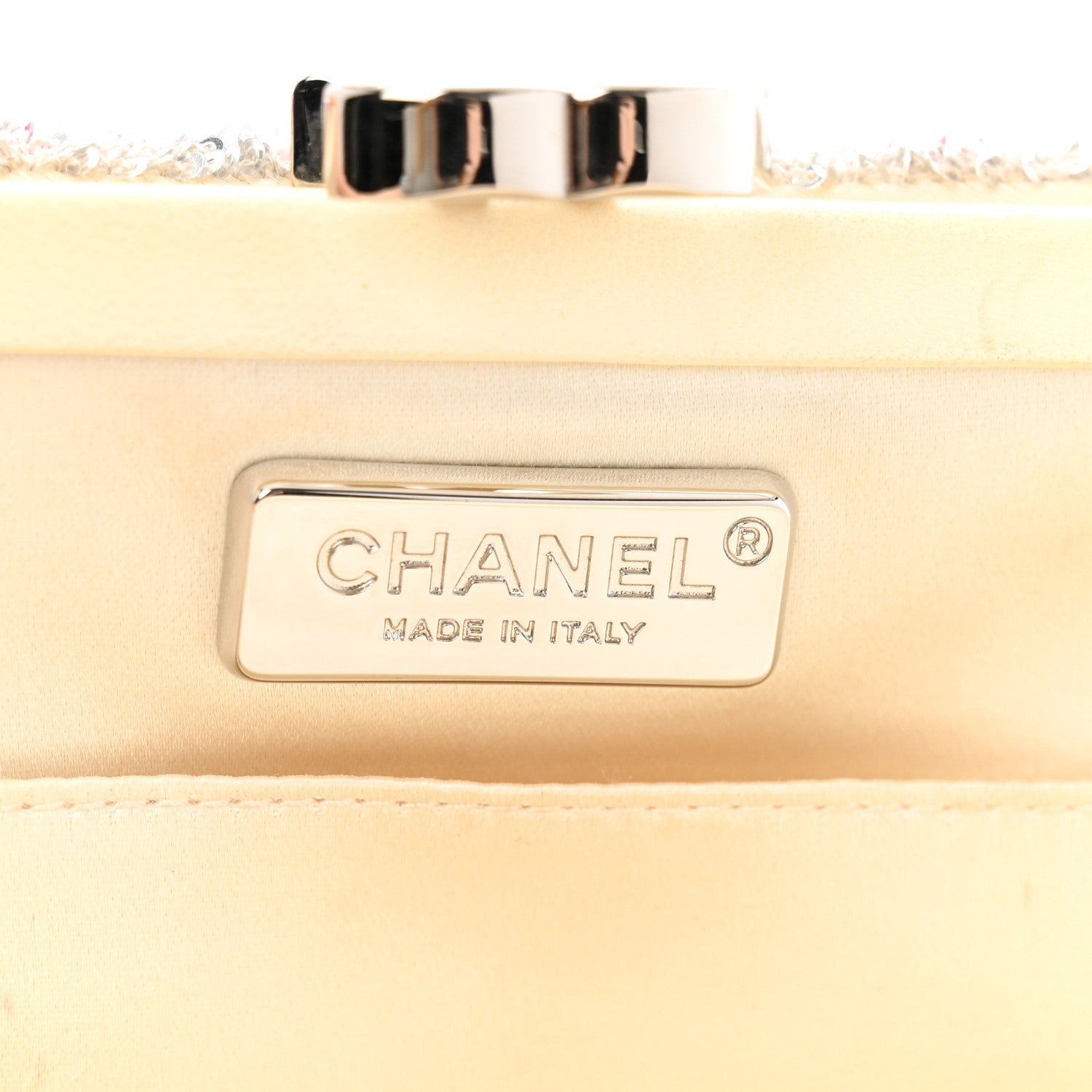 Chanel Sequin Satin Embroidered La Pausa Evening Clutch Silver Blue Pink 6 of 11