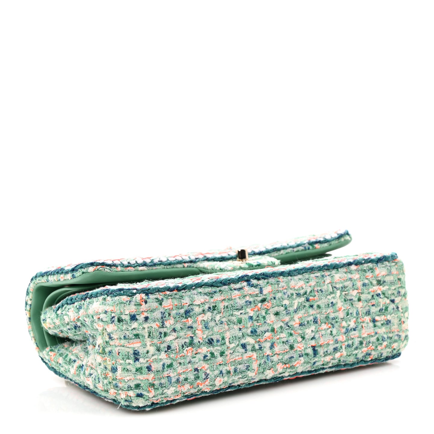 Tweed Braided Medium Flap Green Blue Multicolor