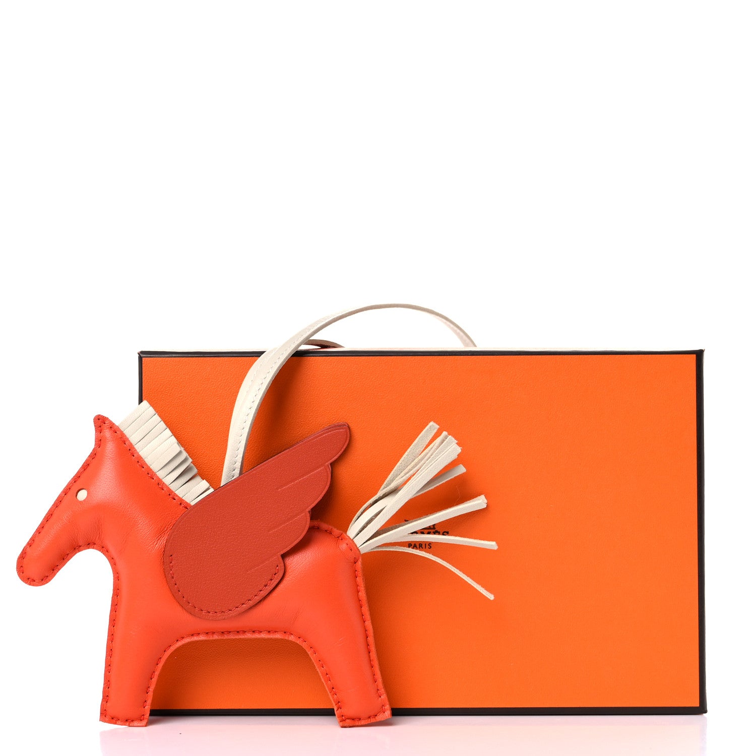Hermes Milo Lambskin Grigri Rodeo Pegase Horse Bag Charm MM Orange Poppy Craie Terre Battue 5 of 5