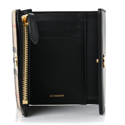 Burberry Grainy Calfskin Vintage Check Small Folding Wallet Archive Beige Black 5 of 6