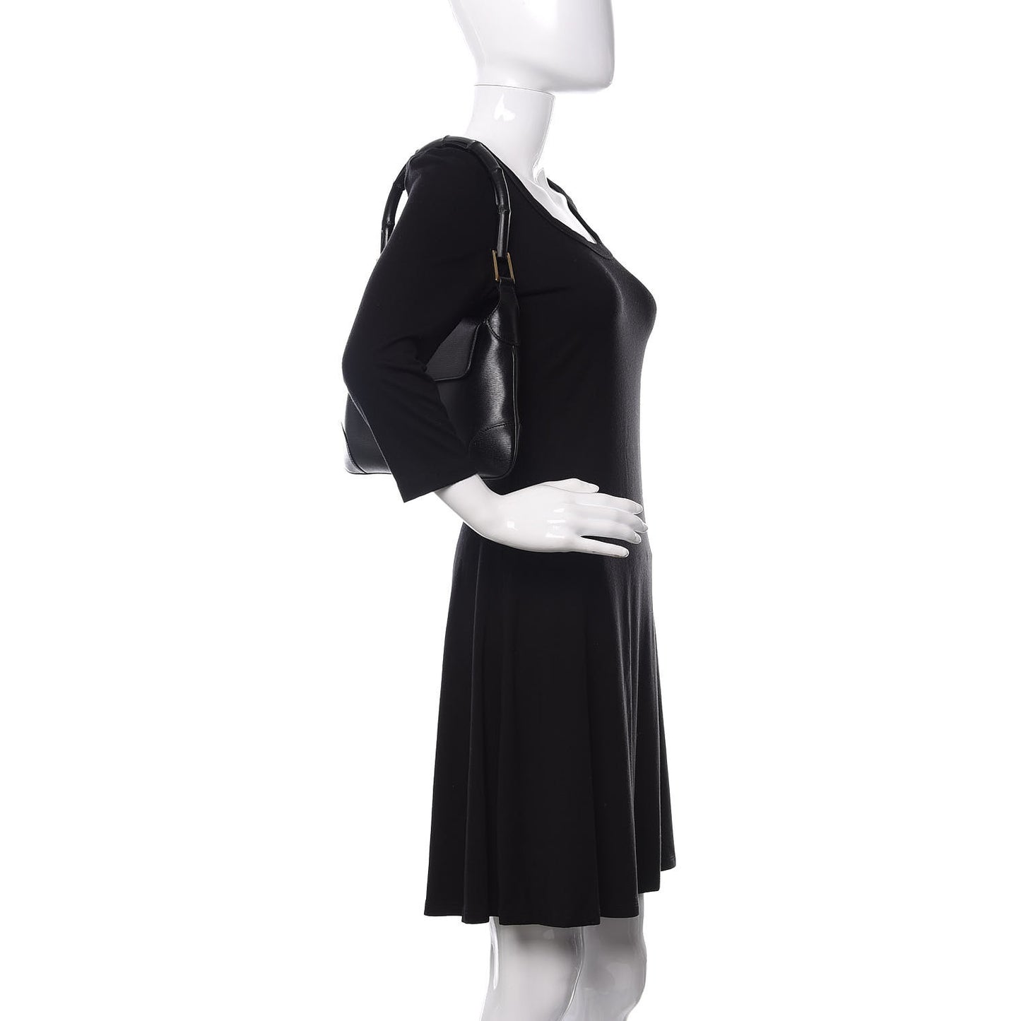 Calfskin Bamboo Handle Jackie O Hobo Black