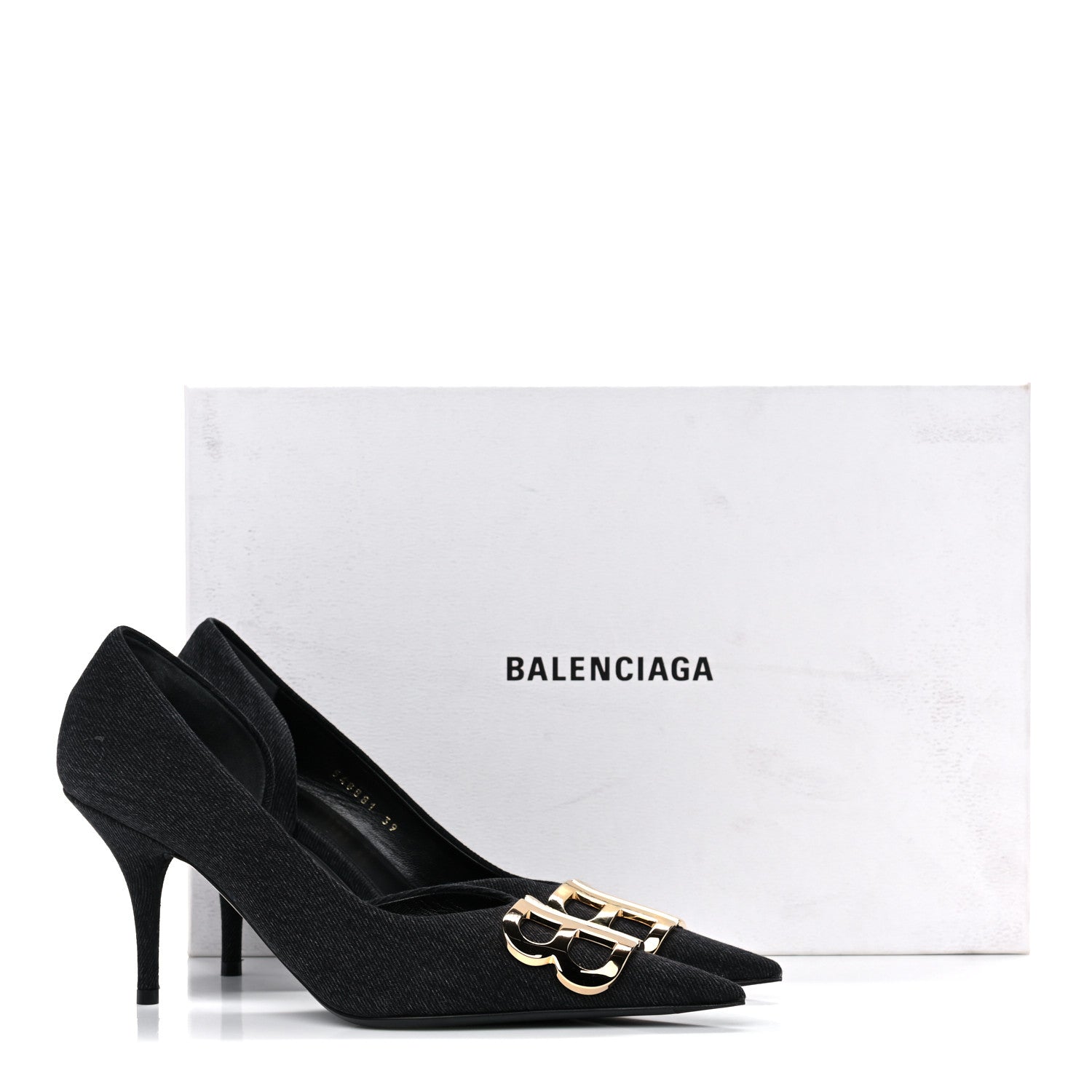 Balenciaga Denim BB D'Orsay Pointed Toe Knife 80mm Pump 39 Black 14 of 14