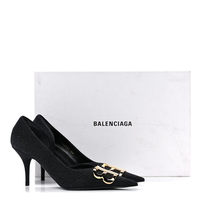 Balenciaga Denim BB D'Orsay Pointed Toe Knife 80mm Pump 39 Black 14 of 14